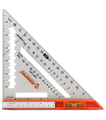 RONGPRO Multifunctional Rafter Square, 7 Inch Triangle Carpenter Square Die-cast Aluminum Alloy, Rafter Square Layout Tool - Aluminum