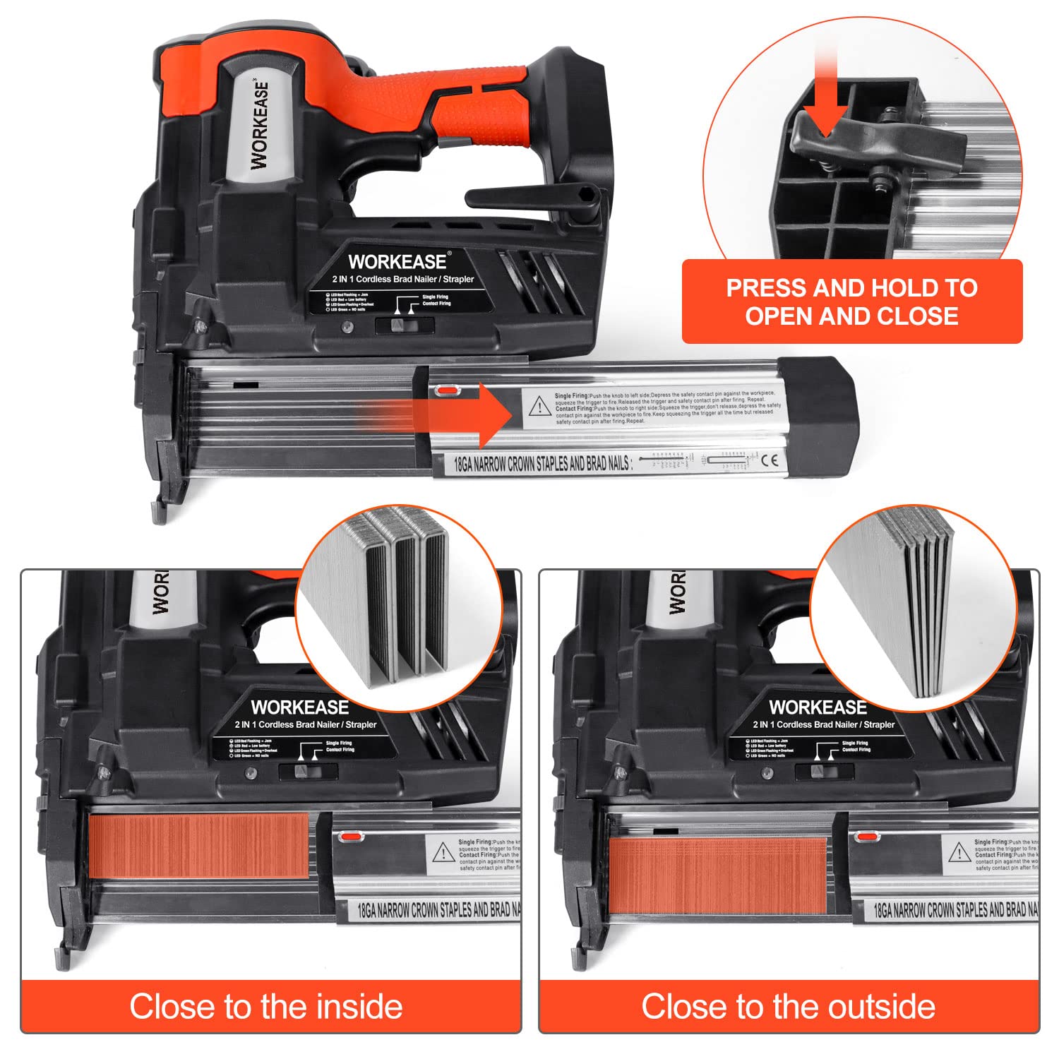 21V Cordless Brad Nailer, 18 Gauge 2 in 1 Nail Gun/Stapler Gun Battery Powered with 2.0Ah Battery, Fast Charger, 2000 Nails & Staples, Earplugs, Electric Staple Gun for Furniture Woodworking