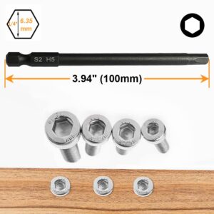 100mm Extended Allen Wrench Drill Bit Set, PTSLKHN 10pc Metric Hex Impact Driver Bits, Magnetic Hex Drill Bits Set