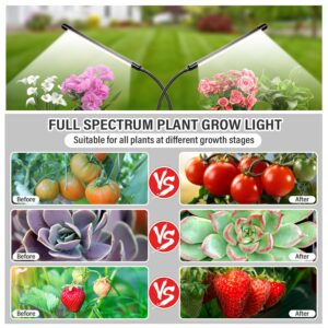 bseah Plant Grow Light for Indoor Plants, Full Spectrum Indoor Grow Light, 3 Modes & 10-Level Dimmable, Auto ON & Off Timer 3/9/12H