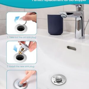 Universal Bathroom Sink Stopper, for 1.1-1.5” Basin Pop Up Sink Drain Strainer Plug, Anti Clogging Sink Drain Filter with Hair Catcher, Drain Plug with Rapid Drainage