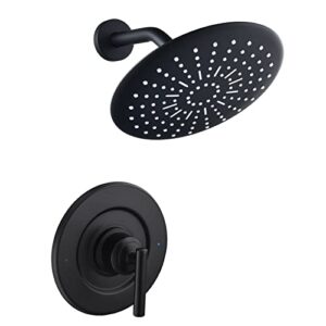 pressure-balancing tub and shower trim for moen, 8-inch rainshower showerheads with adjustable brass ball joint, matte black