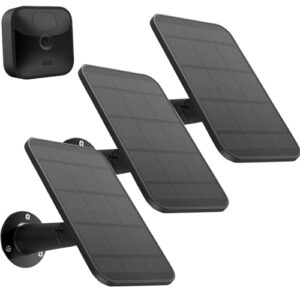 uyodm 3 pack solar panel charger compatible with blink outdoor (3rd gen) & blink xt2/xt, built-in battery & 11.5ft outdoor power cable and adjustable wall mount, ip66 weatherproof (black)