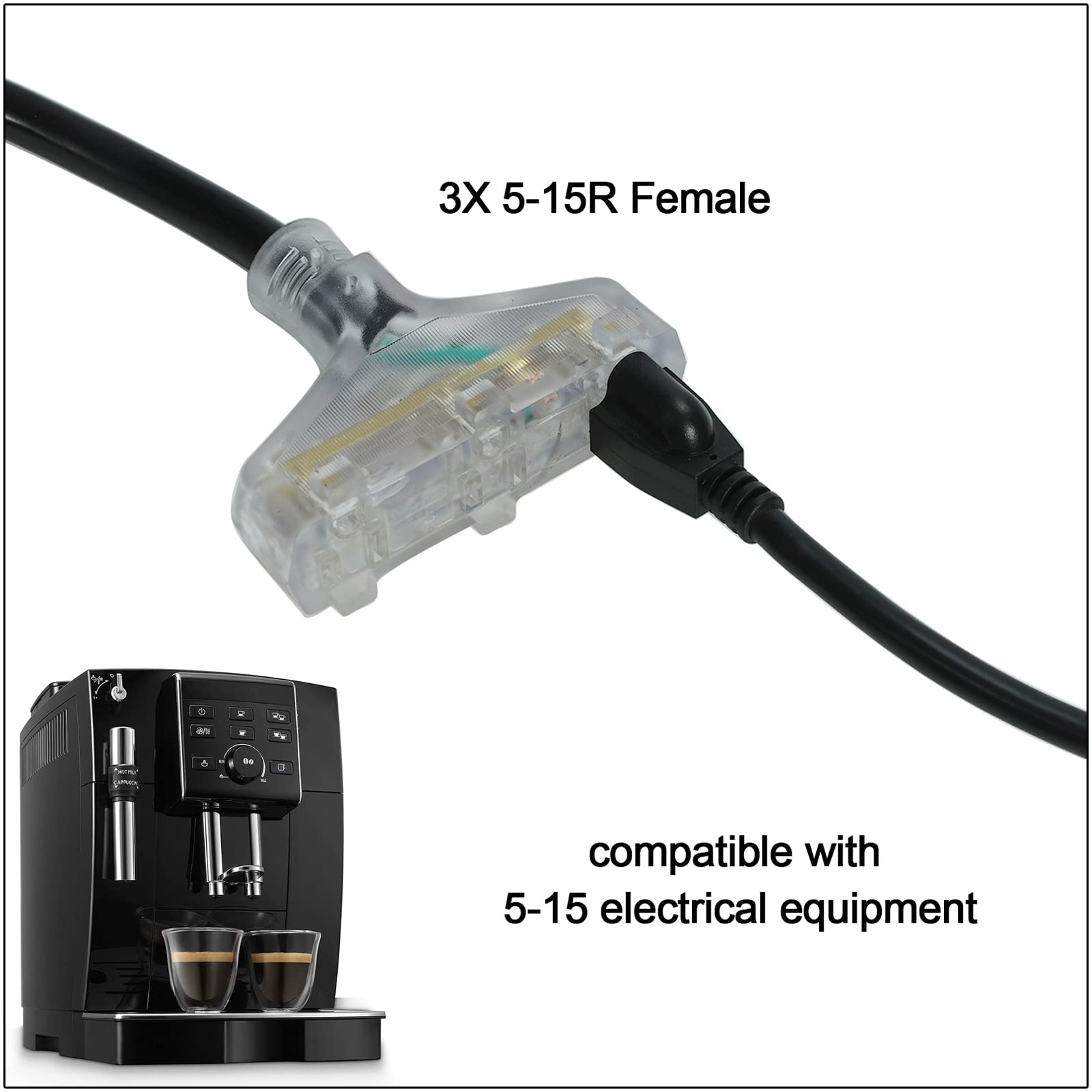 PRFFWK Generator Power Cord 30 Amp to 15 Amp, Nema L5-30P to 3X 5-15R 3-Prong 10 Gauge 1.5FT Generator Adapter Cable with Twist Lock, 125 Volts/3750 Watts