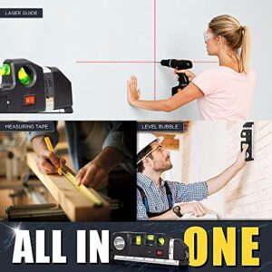 Multipurpose Laser Level Kit Standard Cross Line Laser 8 feet Measure Tape Ruler Tool Adjusted Metric Rulers for Construction Picture Hanging Wall Floor Writing Painting