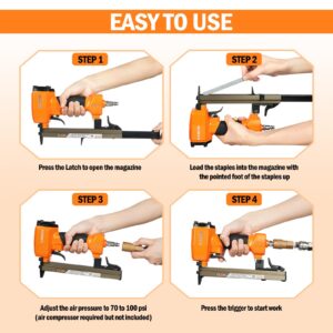 7116K 22 Gauge Pneumatic Upholstery Stapler, 71 Series 3/8-Inch (9.0mm) Crown Staple Gun, Fits 1/4-Inch to 5/8-Inch Length Staples for Upholstering and Woodworking