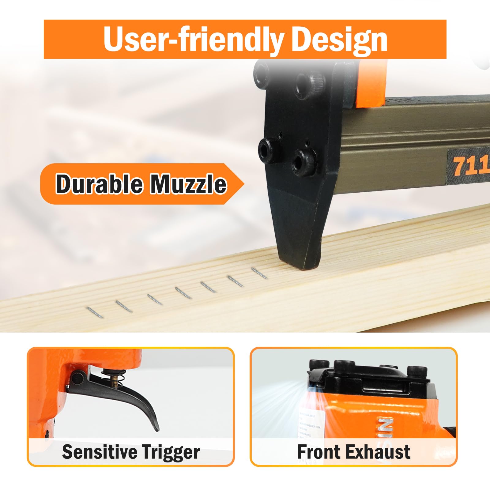 7116K 22 Gauge Pneumatic Upholstery Stapler, 71 Series 3/8-Inch (9.0mm) Crown Staple Gun, Fits 1/4-Inch to 5/8-Inch Length Staples for Upholstering and Woodworking