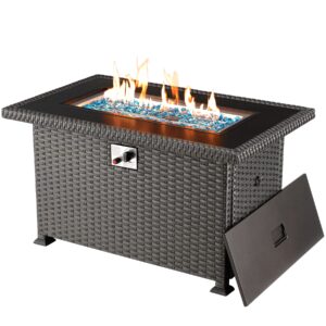 gyutei fire pit table,propane fire pits for outside,44in 50,000 btu auto-ignition gas fire table w/csa certification,outdoor fire pit for garden patio (black)