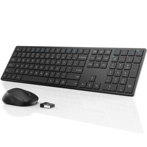 wireless keyboard and mouse, super slim keyboard with responsive keys, silent mouse and 2.4ghz usb receiver, battery powered full size cordless combo for mac, computer, pc, chromebook (black)