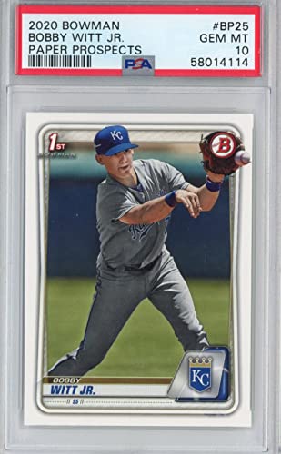 Graded 2020 Bowman Paper Prospects Bobby Witt Jr. #BP25 Rookie RC Baseball Card PSA 10 Gem Mint