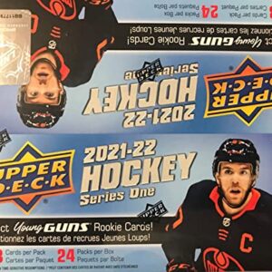 2021 2022 Upper Deck Hockey Series One Factory Sealed Unopened Retail Box of 24 Packs with 192 Cards Total and Chance for Game Used Jerseys, Rookie Cards and More