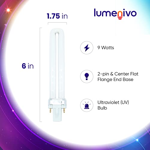 lumenivo 9 Watt Mosquito Trap Replacement Bulb for 21050, DT3009, DT3019, DT3039 Bug Zapper Light Bulb UV Light Bulb for Indoor Mosquito Control - 2 Pack