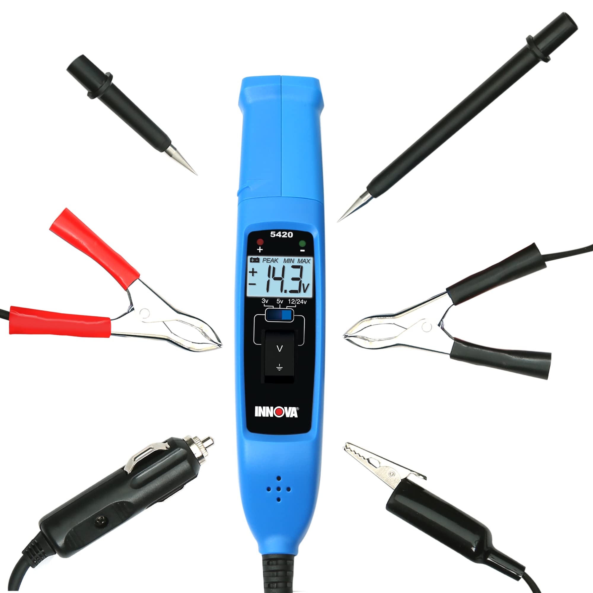 INNOVA 5420 Power Check Powered Circuit Tester, Automotive Digital Volt Meter, Diagnostic Test Tool, 3V, 5V, 12V 24V, Volt Probe Car/Truck/Motorcycle/Boats