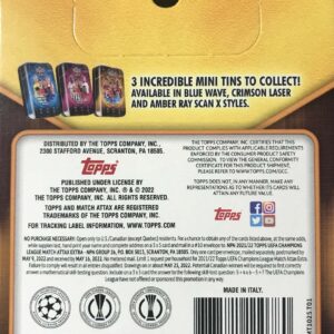 2021 2022 Topps Match Attax EXTRA Edition AMBER RAY version Champions League UEFA Soccer Mini Tin with a LIONEL MESSI Limited Edition Amber Ray Scan X Card