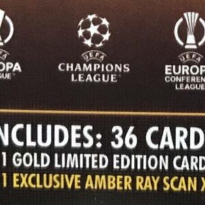 2021 2022 Topps Match Attax EXTRA Edition AMBER RAY version Champions League UEFA Soccer Mini Tin with a LIONEL MESSI Limited Edition Amber Ray Scan X Card