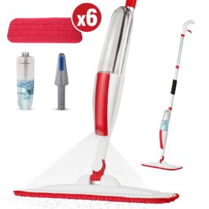 mops for floor cleaning wet spray mop with a refillable spray bottle and 6 washable microfiber pads home or commercial use dry wet flat mop for hardwood laminate wood ceramic