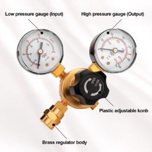 Argon CO2 Regulator Gauge Welding Gas Regulator with 6.6Ft Gas Hose, CGA580 Inlet Connection, 0-4500PSI/0-10BAR Input Pressure