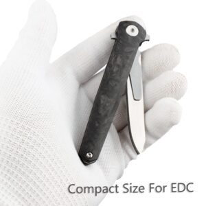 TENCHILON T369 Small Folding Pocket Flipper Scalpel Knife, 10pcs #60 Replaceable Blades, Carbon Fiber Handle, Compact Slim Gentleman's Scalpel EDC Utility Knives 1.2oz