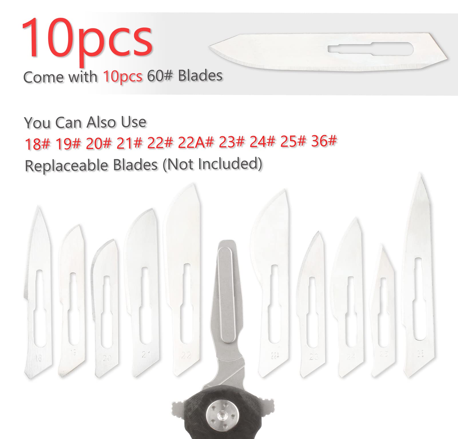 TENCHILON T369 Small Folding Pocket Flipper Scalpel Knife, 10pcs #60 Replaceable Blades, Carbon Fiber Handle, Compact Slim Gentleman's Scalpel EDC Utility Knives 1.2oz