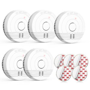 jemay smoke detector fire alarm battery powered, smoke alarm with advanced photoelectric technology, smoke detectors with led indicator & silence button. fire safety for home and bedroom, 5 pack