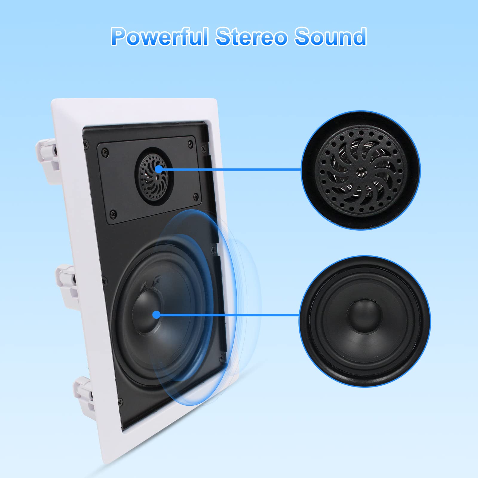 Herdio Bluetooth Ceiling Speakers Package in Wall Bluetooth Amplifier Volume Control Receiver with 5.25 Inch in Wall & Ceiling Speakers for Indoor & Outdoor (A Pair)