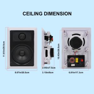 Herdio Bluetooth Ceiling Speakers Package in Wall Bluetooth Amplifier Volume Control Receiver with 5.25 Inch in Wall & Ceiling Speakers for Indoor & Outdoor (A Pair)
