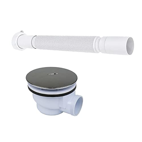 MUCOL 90 Degree Low Profile 1.5" Shower Drain Trap, 1.5" Side Outlet Drain Assembly for 1.5" Replacement Shower Base Drain, PVC Side Outlet Drain