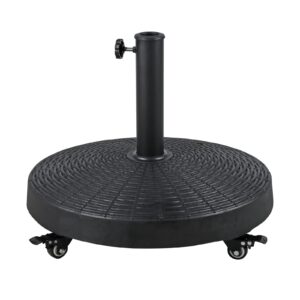 verano garden patio umbrella base 52lbs, heavy duty umbrella stand with wheels for outdoor 1.5''~1.89'' market umbrella, weighted base for patio deck porch poolside, black