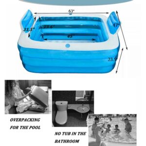 Double Inflatable Bathtub with Electric Air Pump and Bath Pillow Headrest, Portable Blow Up Bath Tub for Adults, Outdoor & Indoor Freestanding Foldable Spa Tub with Drainage Cup Holder