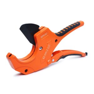 ratchet pvc pipe cutter, cuts up to 2-1/2", pvc cutter 2 inch, sk5 blade and aluminum alloy body, cutting for pex, pvc, and ppr pipe, etc,ideal for home working and plumbers