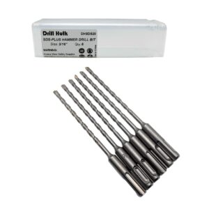 3/16-inch carbide-tipped sds-plus rotary hammer drill bit for concrete, brick, stone, pack of 6