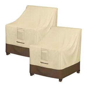 yipincover patio chair covers waterproof 2pack,heavy outdoor furniture covers,thick deep seat lounge covers 600d oxford cloth(beige & brown,31" w×38" d×29" h)-1year warranty