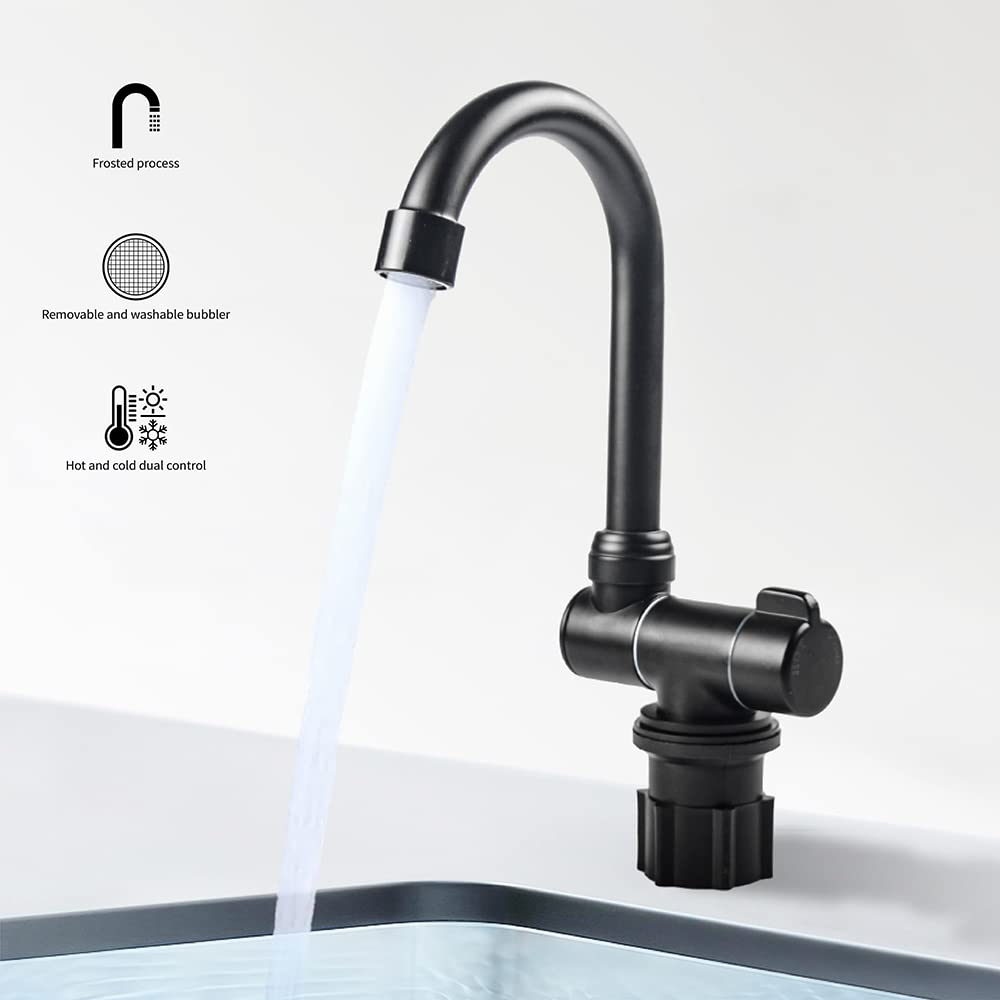 DALUOBO Folding Faucet 360 Degree Swivel hot and Cold Water Faucet Kitchen Bathroom RV Marine Deck Hatch Caravan Boat Camper Accessories