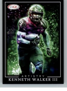 2022 sage high series artistry #art-kwiii kenneth walker iii michigan state pre nfl football trading card in raw (nm or better) condition