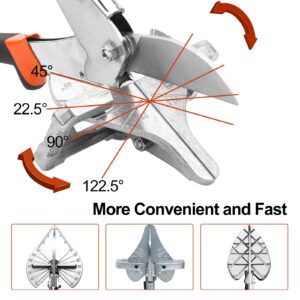 Miter Shears for Angular Cutting Molding,Quarter Round Cutting Tool,0-135 Degree Adjustable Angle Trim Shear,Multifunctional Trunking Shears for Cutting Soft Wood, Plastic, PVC and more