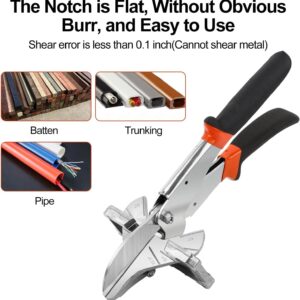 Miter Shears for Angular Cutting Molding,Quarter Round Cutting Tool,0-135 Degree Adjustable Angle Trim Shear,Multifunctional Trunking Shears for Cutting Soft Wood, Plastic, PVC and more