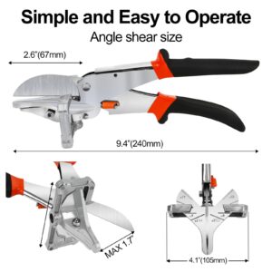 Miter Shears for Angular Cutting Molding,Quarter Round Cutting Tool,0-135 Degree Adjustable Angle Trim Shear,Multifunctional Trunking Shears for Cutting Soft Wood, Plastic, PVC and more