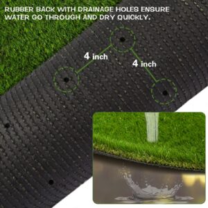 Heyroll Artificial Grass Thick Turf Rug 4 ft x 6 ft, 35MM Outdoor Indoor Fake Grass Mat, Astro Turf Lawn for Dogs Pets, Synthetic Grass Rug with Drainage Holes & Rubber Backing/Custom Size