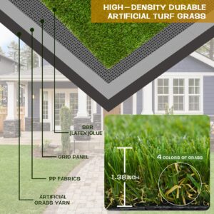 Heyroll Artificial Grass Thick Turf Rug 4 ft x 6 ft, 35MM Outdoor Indoor Fake Grass Mat, Astro Turf Lawn for Dogs Pets, Synthetic Grass Rug with Drainage Holes & Rubber Backing/Custom Size