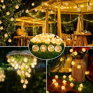 Pellimo 2-Pack 30 LED 20FT Solar String Lights Outdoor, Crystal Globe Lights with 8 Lighting Modes, Waterproof Solar Powered Patio Lights for Garden Yard Porch Wedding Party Decor (Warm White)