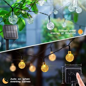 Pellimo 2-Pack 30 LED 20FT Solar String Lights Outdoor, Crystal Globe Lights with 8 Lighting Modes, Waterproof Solar Powered Patio Lights for Garden Yard Porch Wedding Party Decor (Warm White)