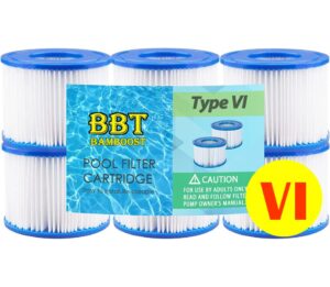 bbt bamboost vi spa filters replacements for bestway type vi, lazy-z-spa, 90352e coleman saluspa hot tub filter, 6 pack