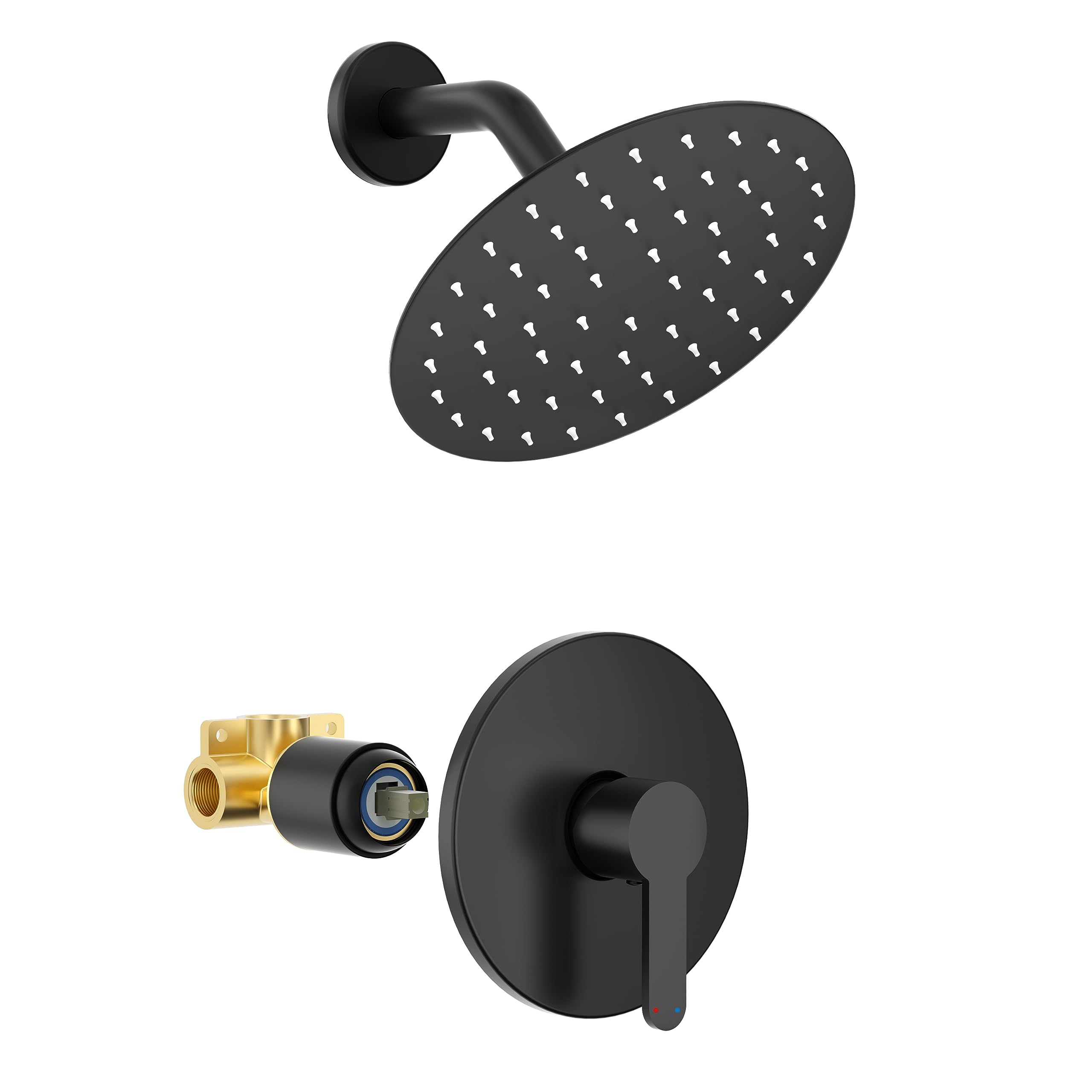 Holispa Shower Faucet, Black Shower Faucet Set with 8-Inch Rainfall Shower Head, Single-Handle Shower Trim Kit Included Shower Valve, Matte Black