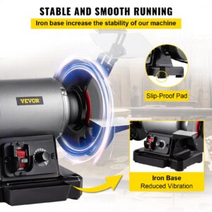 VEVOR 6 inch Bench Grinder, 250W Motor, Variable-Speed Benchtop Grinder with 3400 RPM and Work Light, Two Types Wheels for Grinding, Sharping and Smoothing