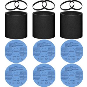 anewise 3 pack 90585 filter foam sleeve and 6 pack 9010700 dry filter disc & 6 retaining band for shop vac wet/dry for vacmaster for genie shop 5 gallon up vacuum, compare to part #9058500, 9010700