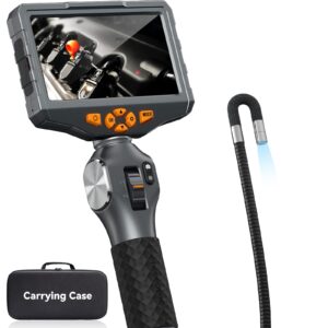 two-way articulating borescope with light, teslong 5-inch ips endoscope inspection camera with articulation head, automotive mechanics fiber optic scope-0.33inch