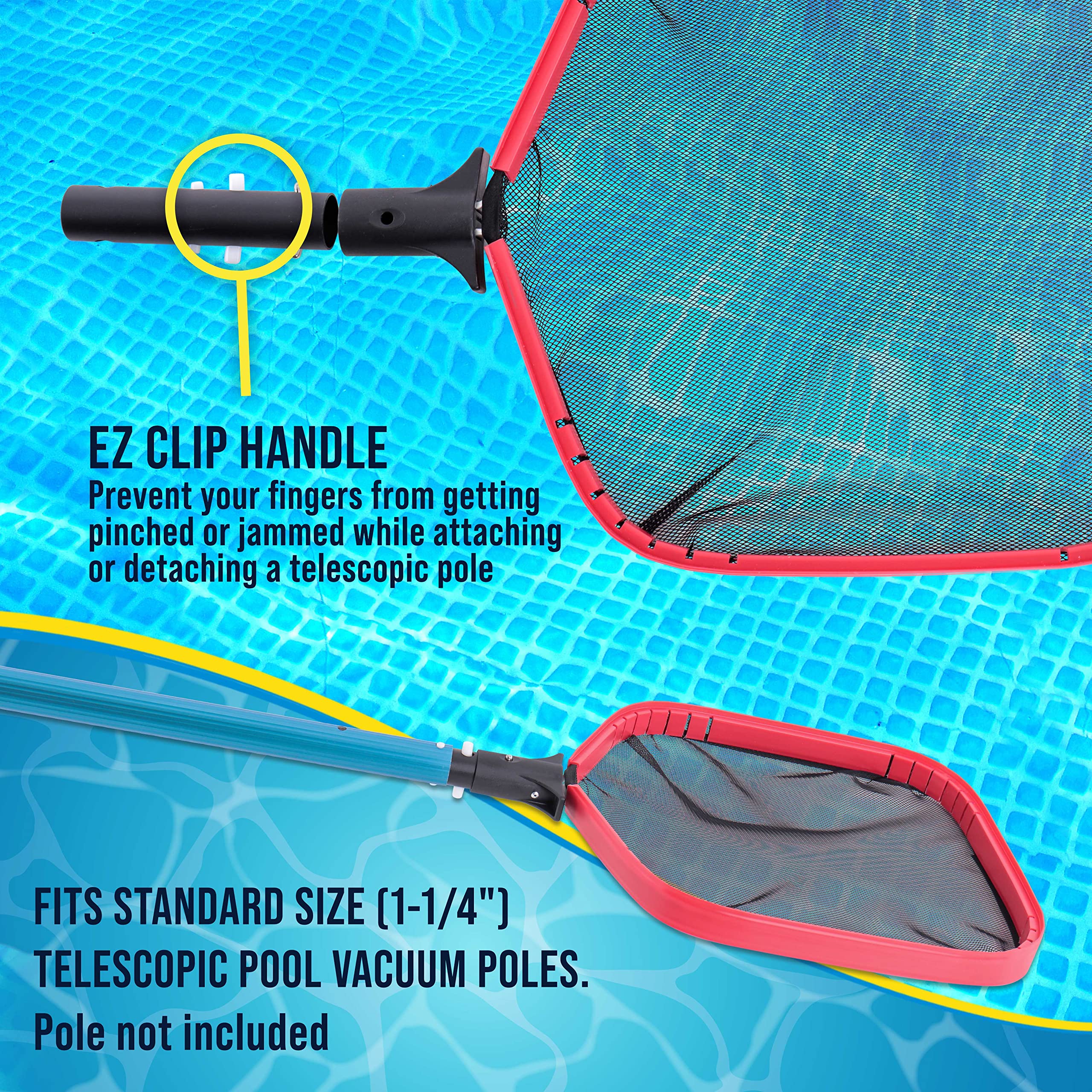 U.S. Pool Supply Professional 14" Swimming Pool Leaf Skimmer Net, Heavy Duty - Strong Reinforced Aluminum Frame for Faster Cleaning & Easier Debris Pickup and Removal