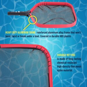 U.S. Pool Supply Professional 14" Swimming Pool Leaf Skimmer Net, Heavy Duty - Strong Reinforced Aluminum Frame for Faster Cleaning & Easier Debris Pickup and Removal