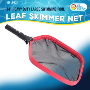 U.S. Pool Supply Professional 14" Swimming Pool Leaf Skimmer Net, Heavy Duty - Strong Reinforced Aluminum Frame for Faster Cleaning & Easier Debris Pickup and Removal