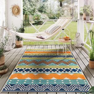 Rugshop Marbella Contemporary Boho Non-Shedding Outdoor Rug Patio Deck Backyard Indoor/Outdoor Area Rug 5' x 7' Multi